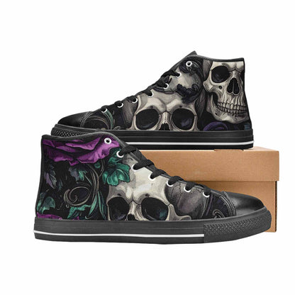 WOMEN'S Skulls Roses Gothic Filigree High Top Canvas Cottagecore Custom Shoes