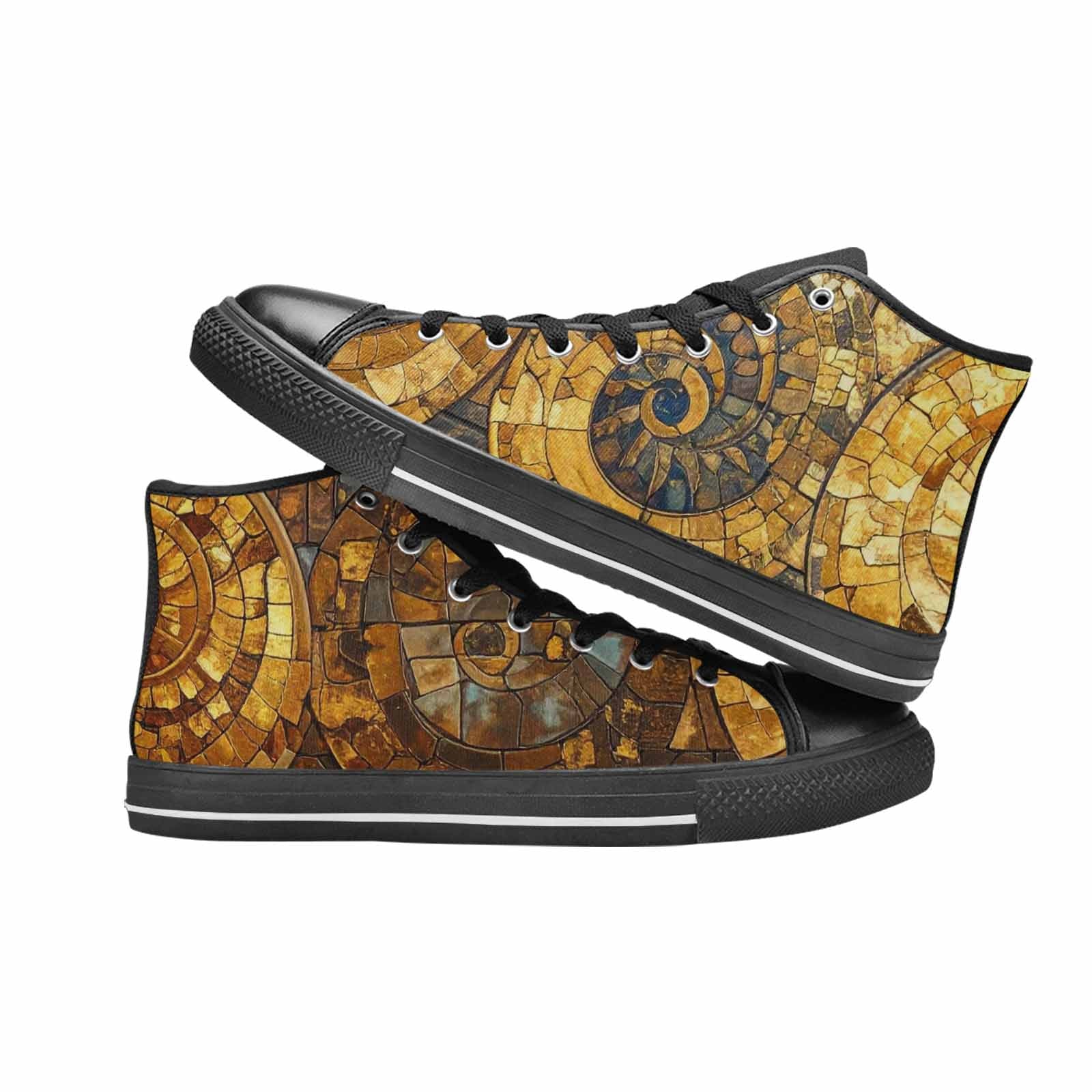 MEN'S Klimt-Style Gold Leaf High Top Canvas Grunge Custom Shoes