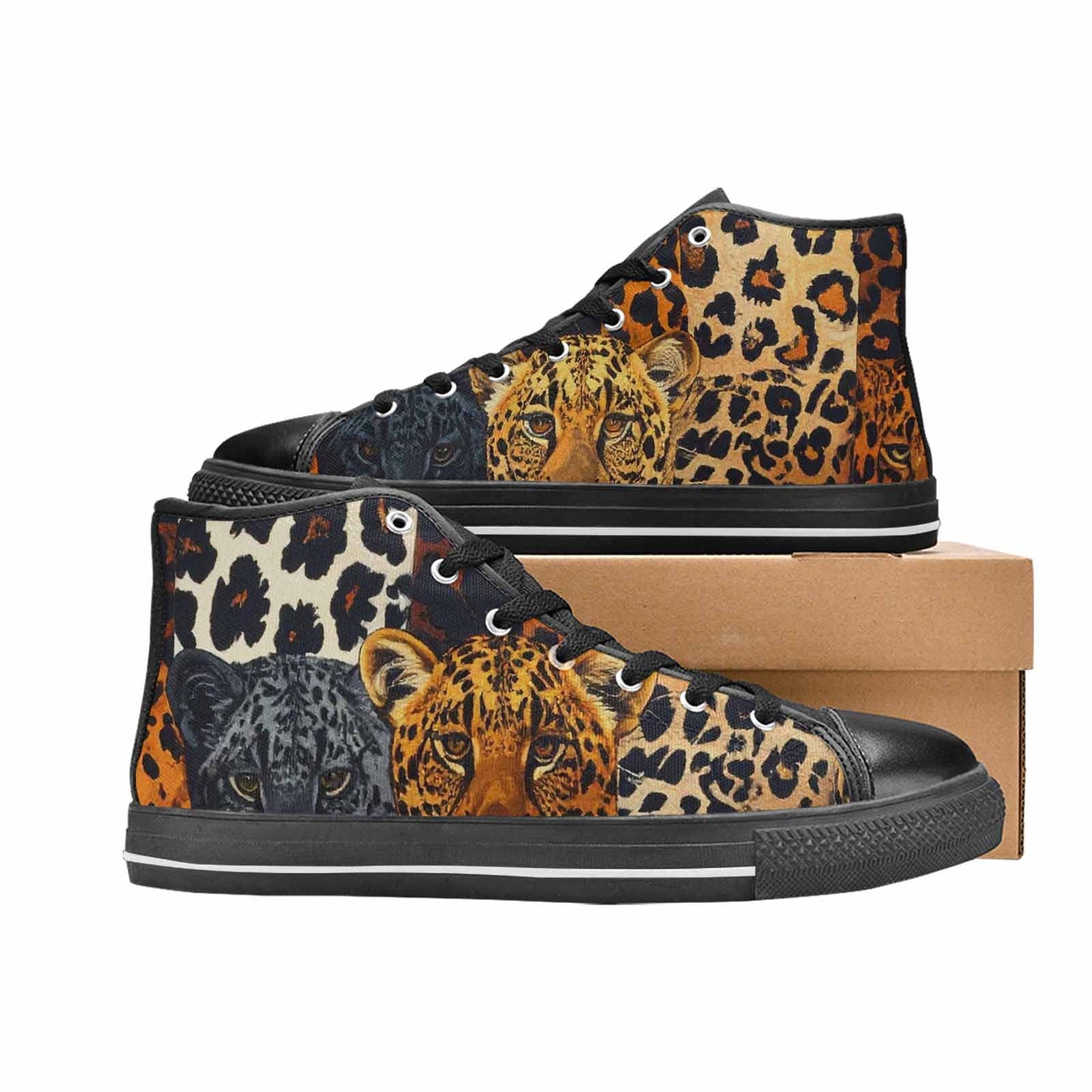 MEN'S Animal Print High Top Canvas Wallpaper Art Custom Shoes