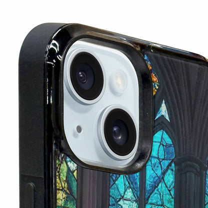 iPhone 15 Plus Case — Stained Glass Cathedral, Custom Printed Phone Case