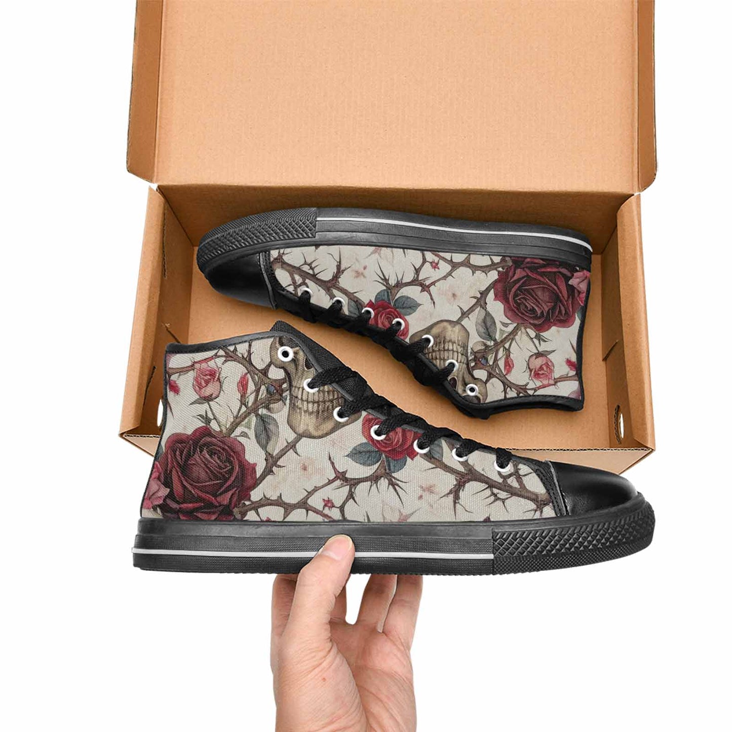 MEN'S Skulls - Roses High Top Canvas Cottagecore Shoes