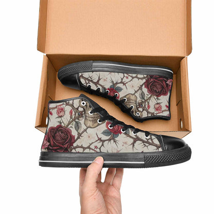 MEN'S Skulls - Roses High Top Canvas Cottagecore Shoes