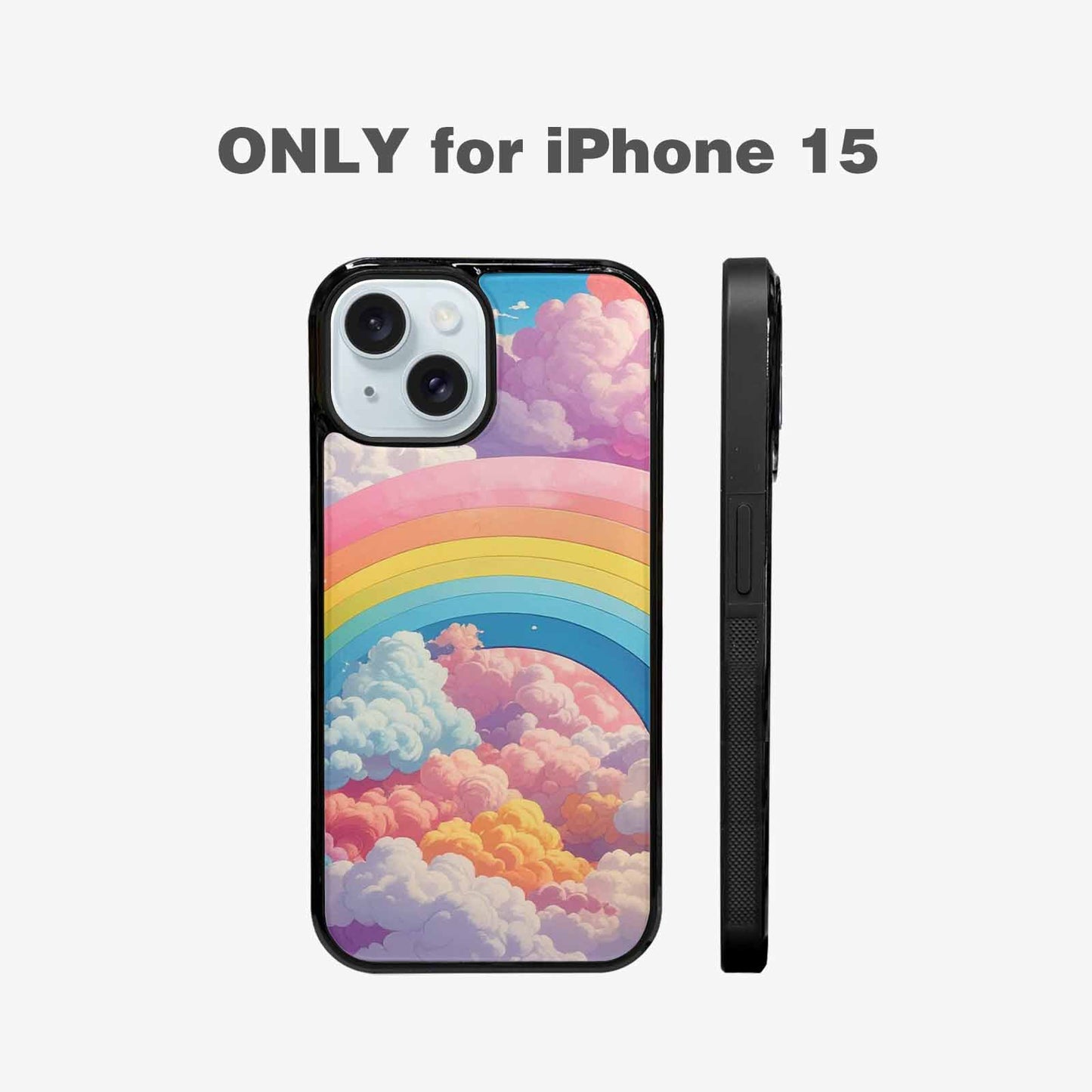 iPhone 15 Case — Cloud And Rainbow Burst Pattern Hundreds, Personalized Phone Case