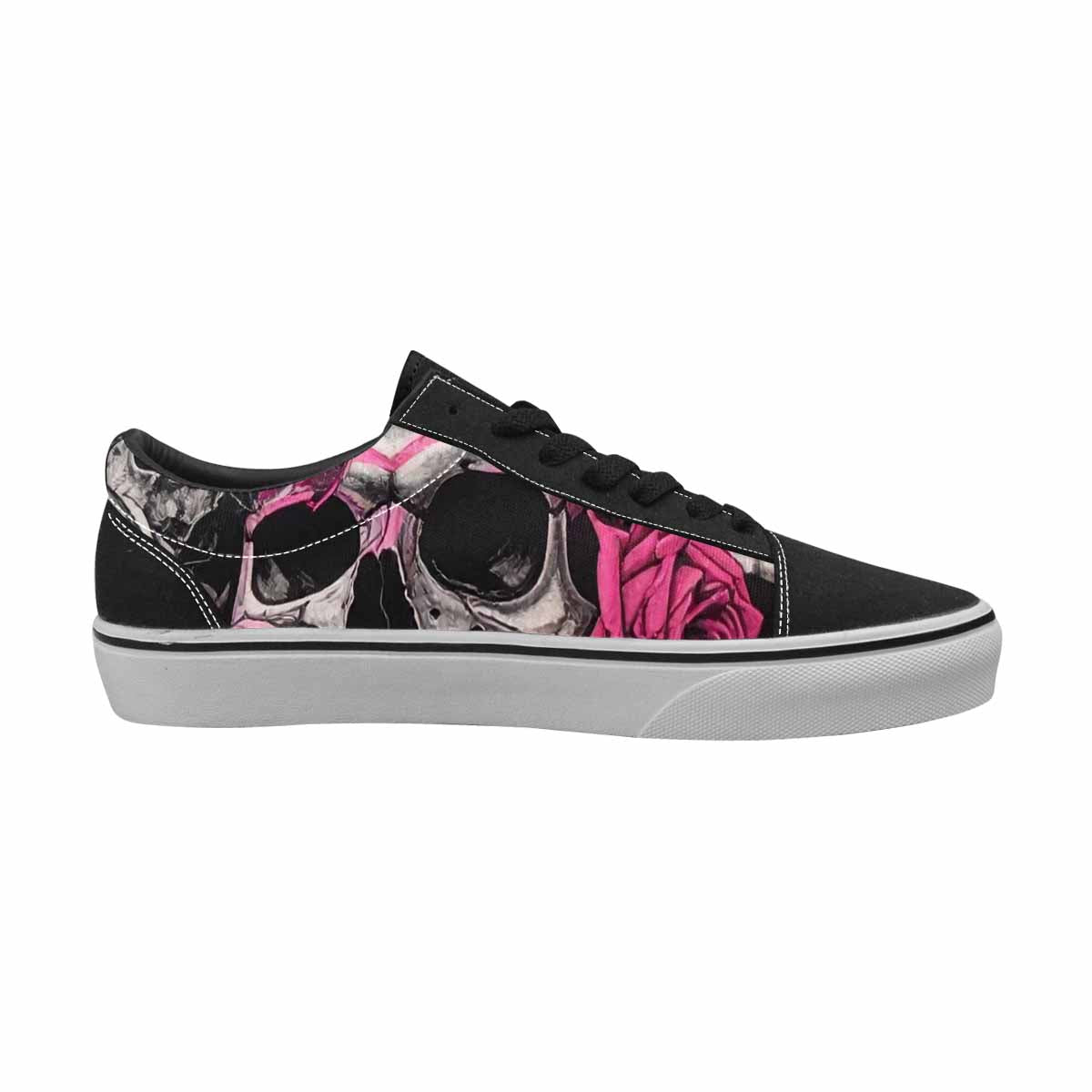WOMEN'S Skull Roses Lace-Up Canvas Vivid Custom Sneakers