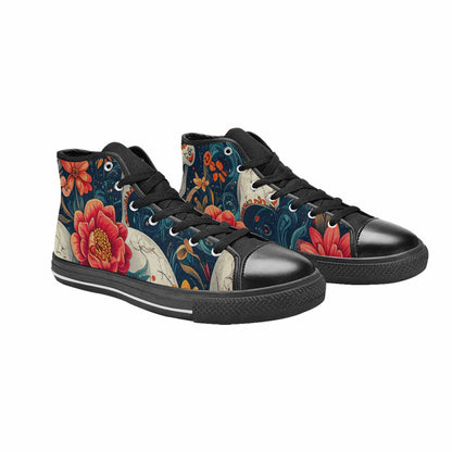 MEN'S Marble Skull High Top Canvas Vivid Custom Shoes