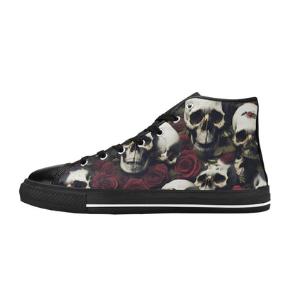 WOMEN'S Rose Skulls Dark High Top Canvas Dreamcore Custom Sneakers