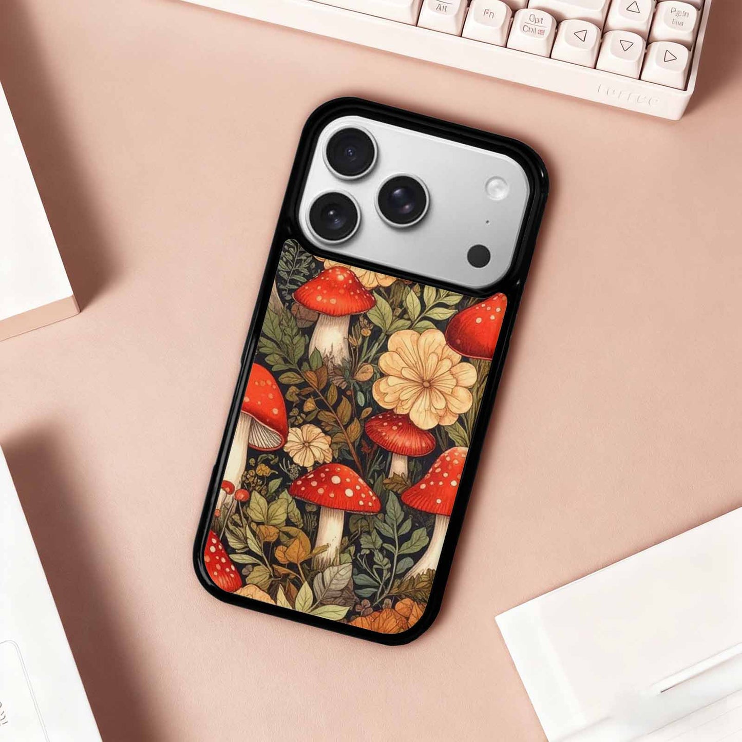 iPhone 17 Pro Case — Small Mushroom Pattern Randomly Varying Original, Custom Made Phone Cover