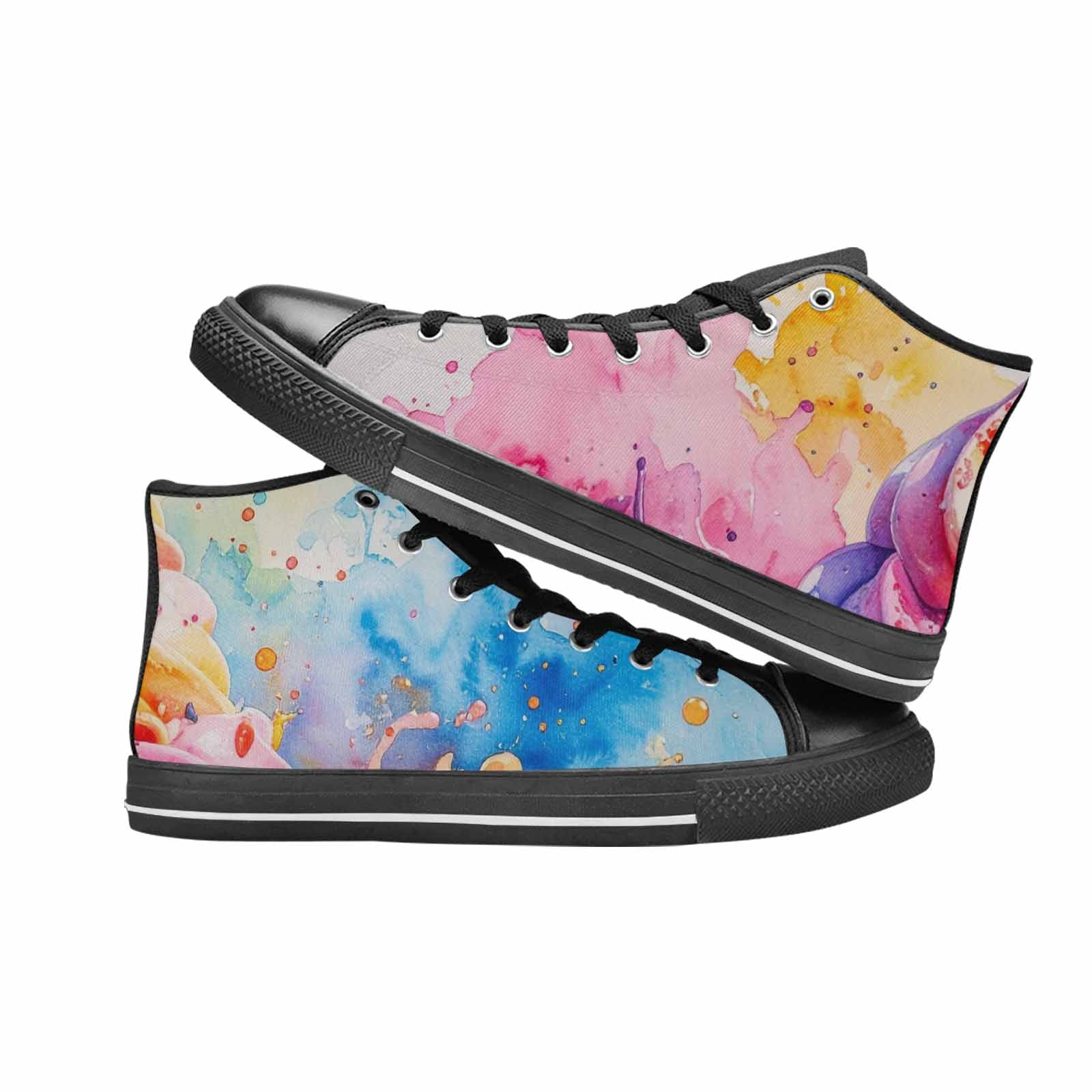 WOMEN'S Melting Icecream Collage High Top Canvas Vibrant Chaos Custom Shoes