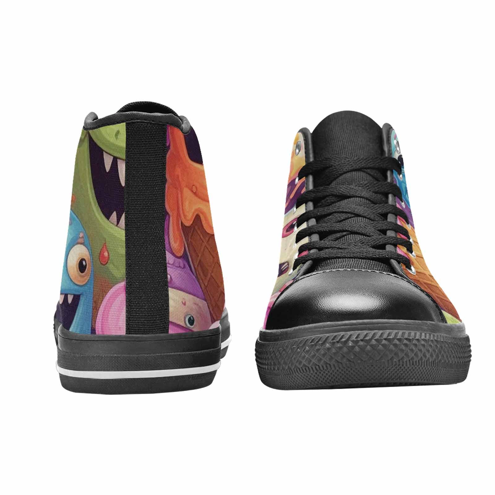 MEN'S Melting Icecream Cone Monster High Top Canvas Vibrant Chaos Shoes