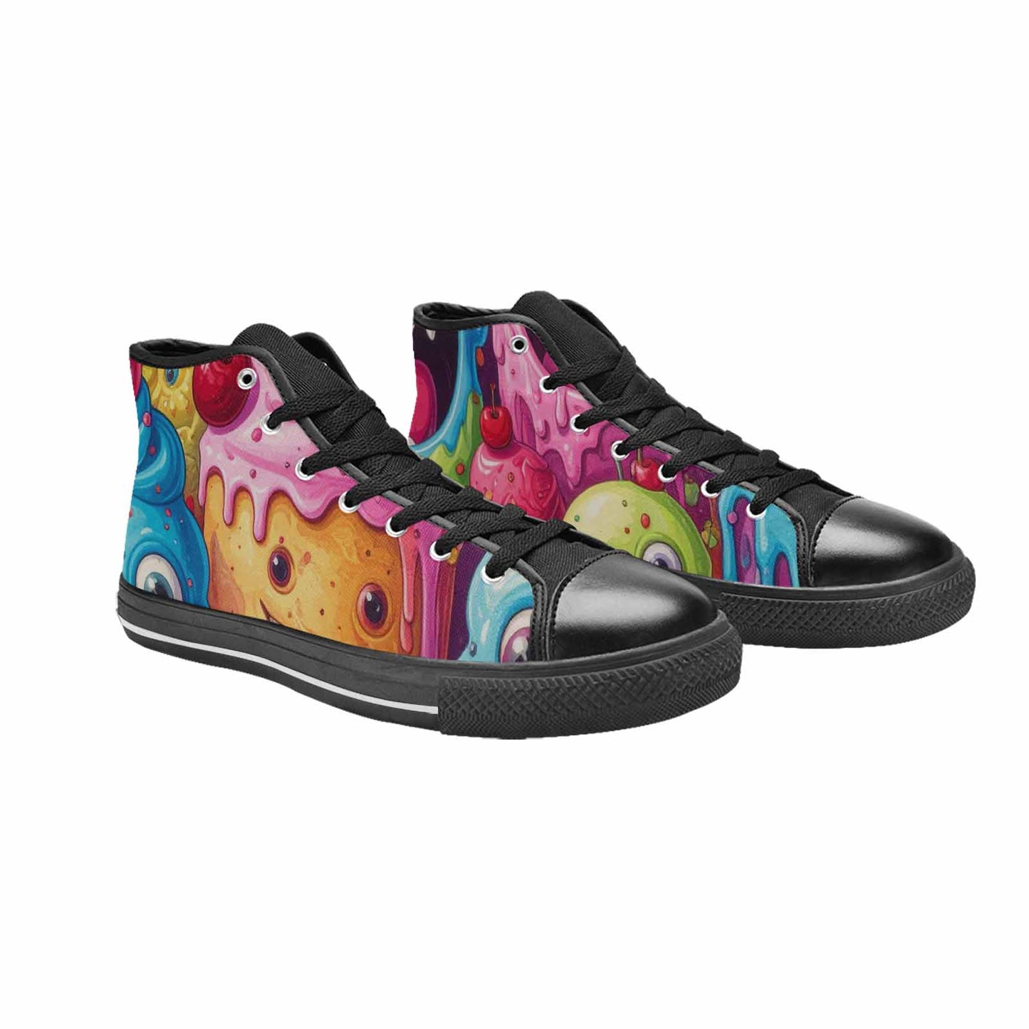 MEN'S Melting Icecream Monster Cherry High Top Canvas Aesthetic Custom Sneakers