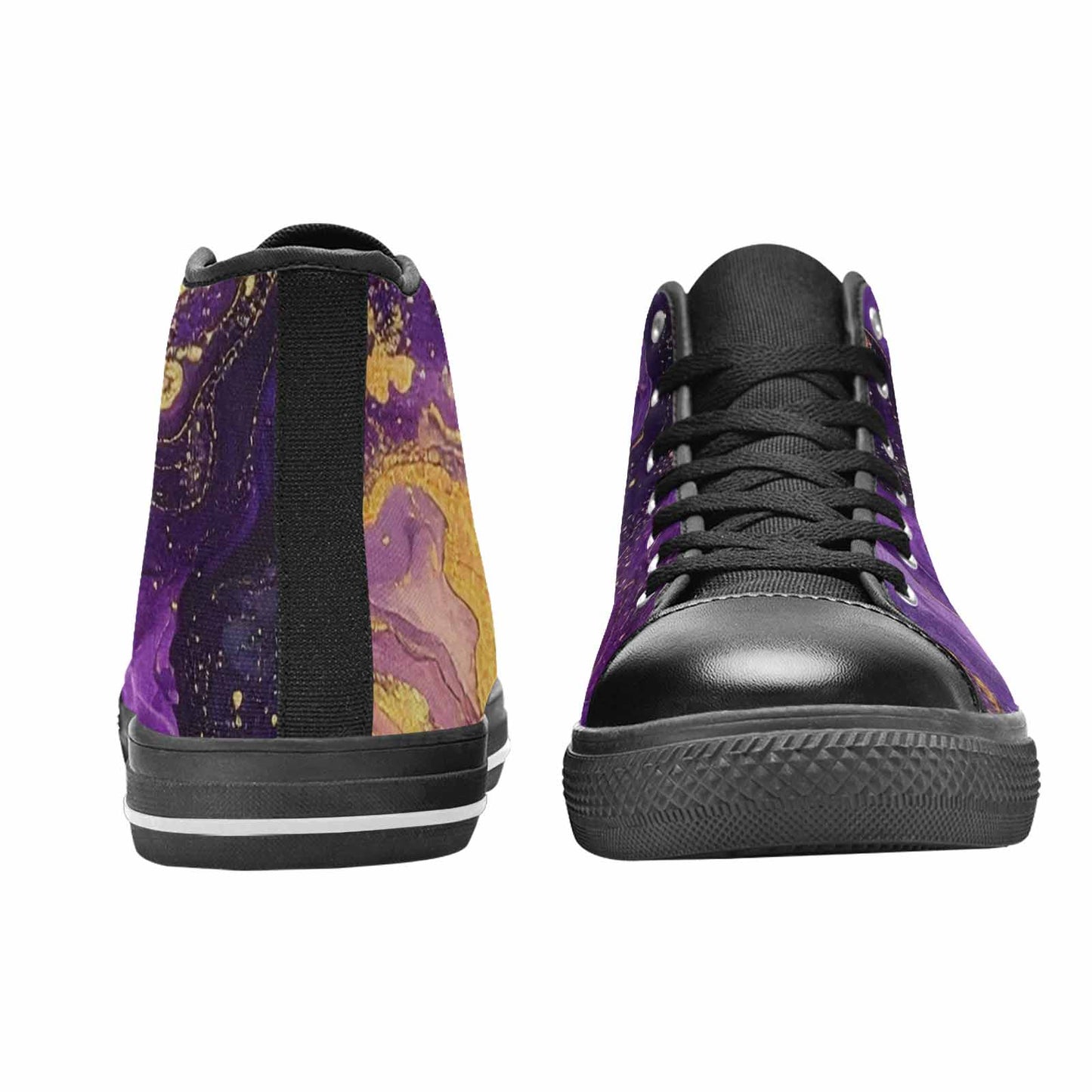 WOMEN'S Starry Night Nebula Brushstroke High Top Canvas Cottagecore Custom Sneakers
