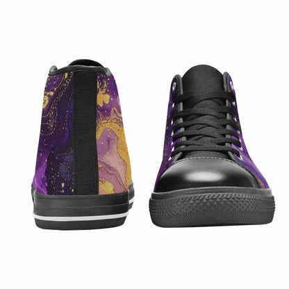 WOMEN'S Starry Night Nebula Brushstroke High Top Canvas Cottagecore Custom Sneakers