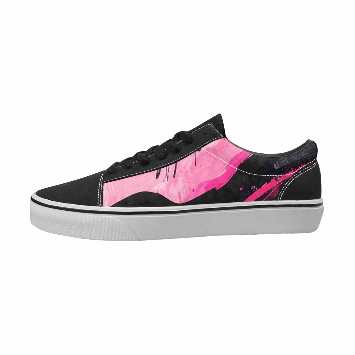 WOMEN'S Zebra Black & Pink Ink Canvas Made To Order Neon Fantasy Original Art Sneakers