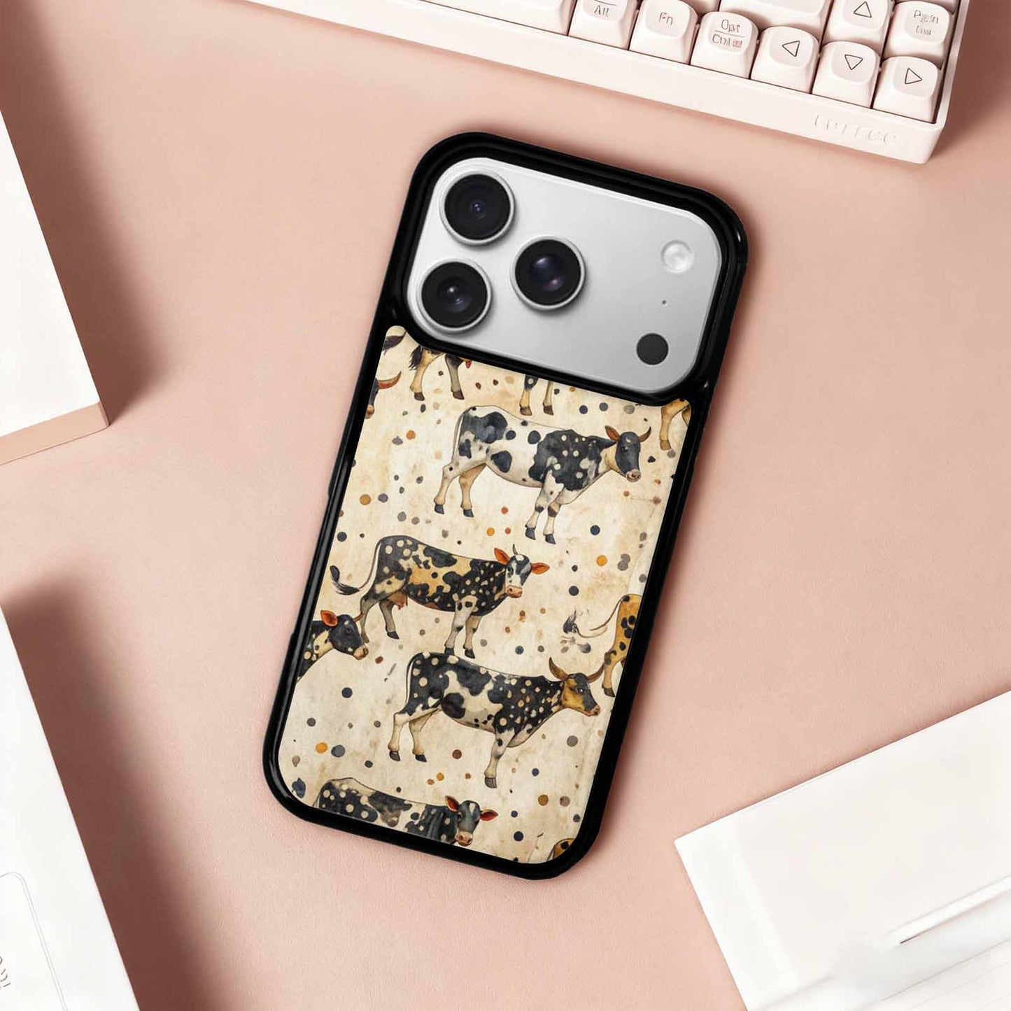 iPhone 17 Pro Case — Small Cow Animal Print Art Animal, Custom Art Phone Cover