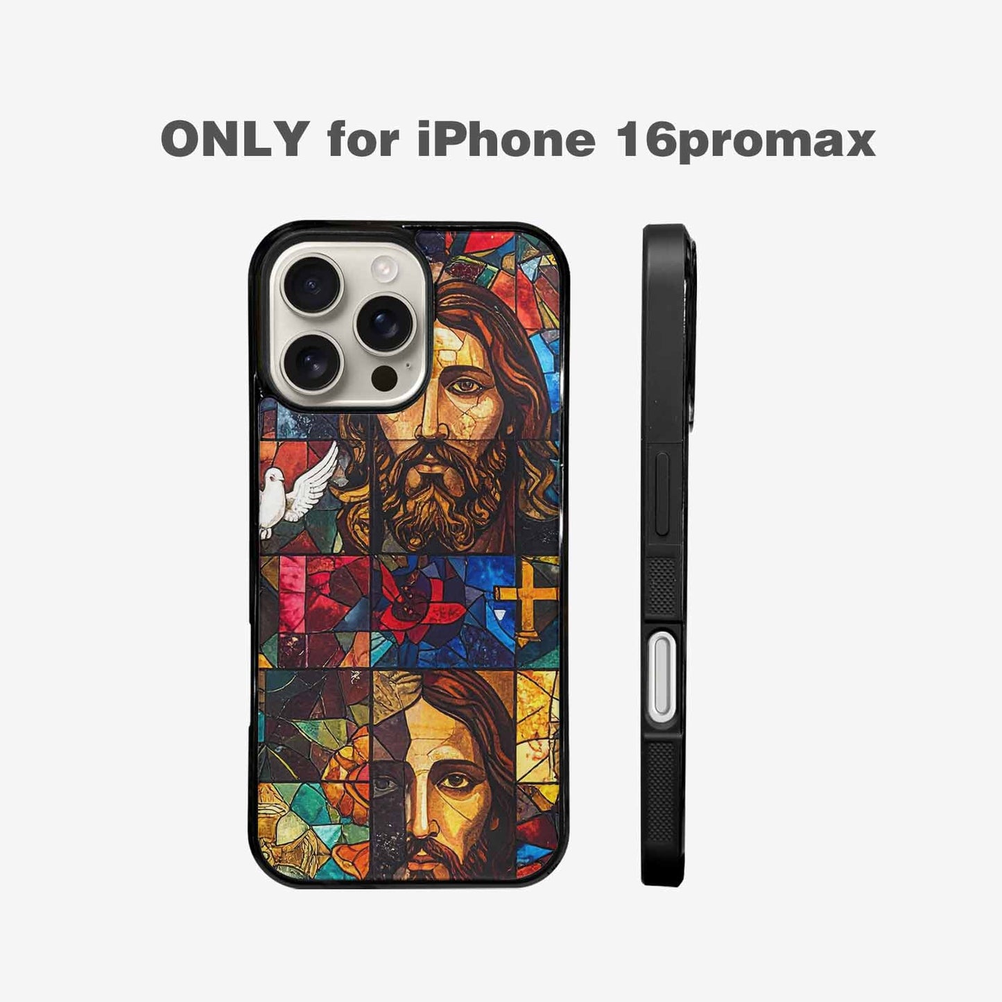 iPhone 16 Pro Max Case — Jesus Face Small Cross And Faith, Customized Protective Case