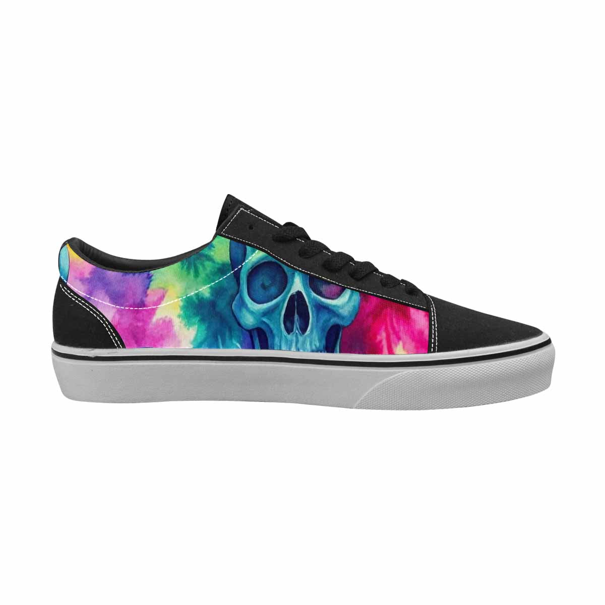 WOMEN'S Tie Dye Skulls Print Canvas Lace-Up Cottagecore Custom Sneakers