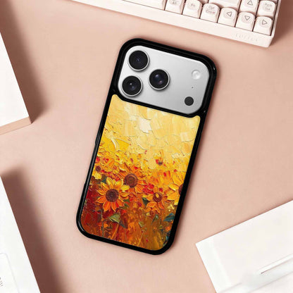 iPhone 17 Pro Case — Impressionist Sunflower Brushstroke Pattern Hundreds Floral, Custom Art Phone Cover