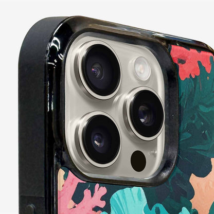 iPhone 16 Pro Case — Camo Coral Turquoise, Custom Made Phone Cover