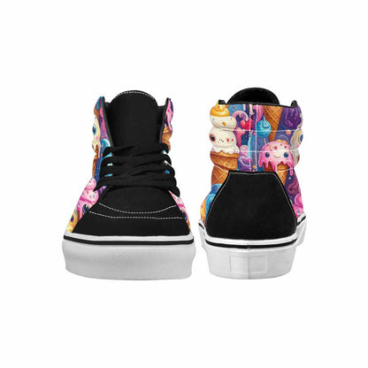WOMEN'S Melting Icecream Cone Monster High Top Canvas Vibrant Chaos Sneakers