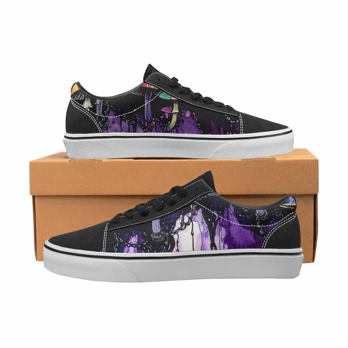 WOMEN'S Rainbow Drip Mushrooms Lace-Up Canvas Y2K Custom Shoes