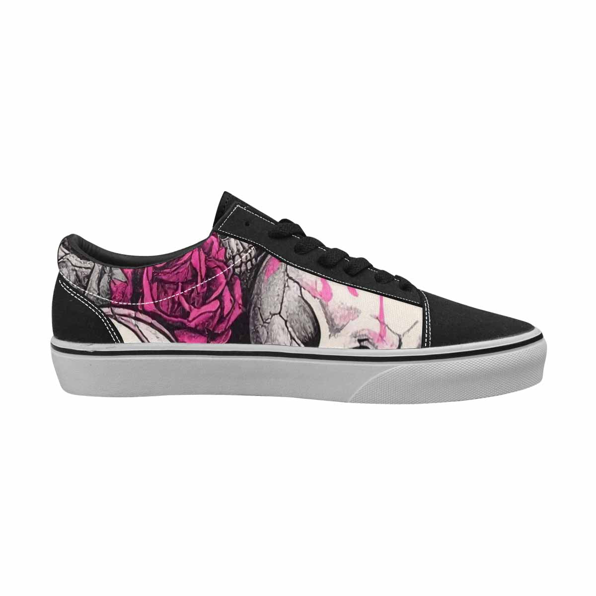 WOMEN'S Skull Roses Lace-Up Canvas Neon Fantasy Custom Shoes