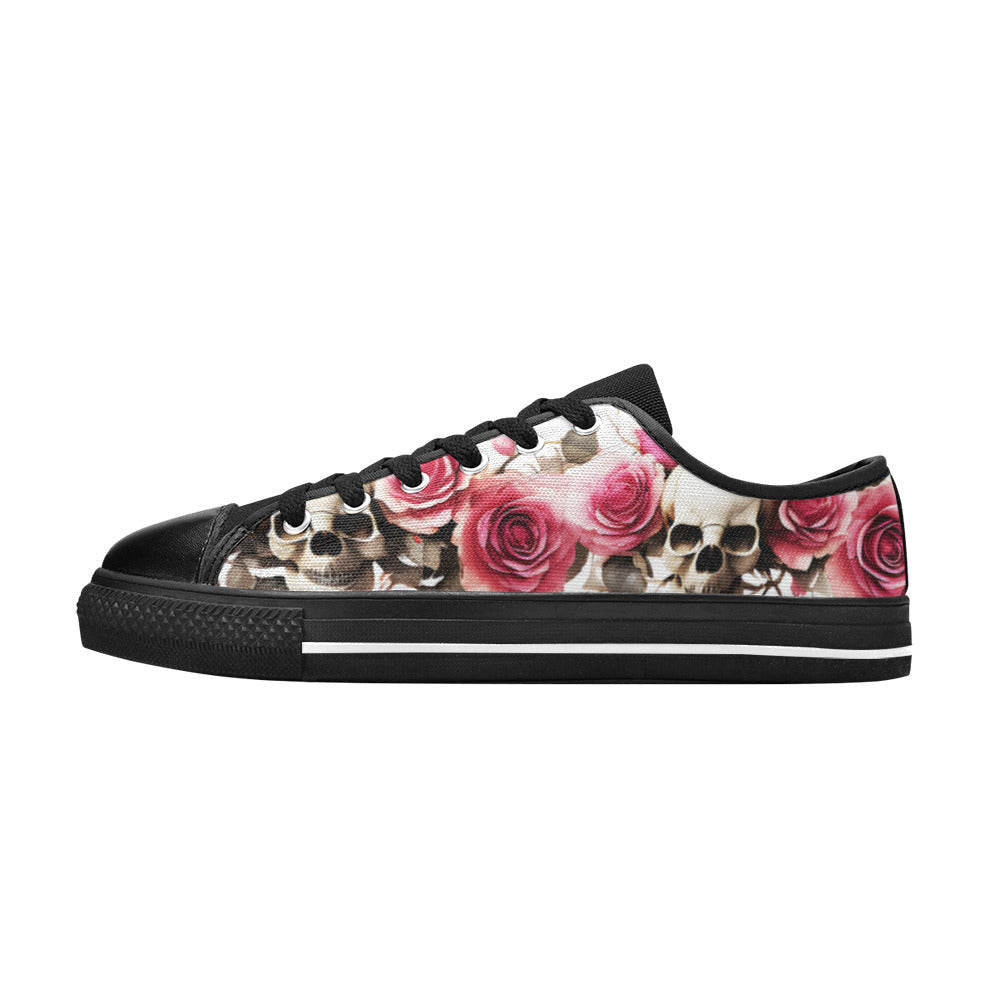 WOMEN'S Skulls Roses Deluxe 14 Canvas Vibrant Chaos Custom Sneakers