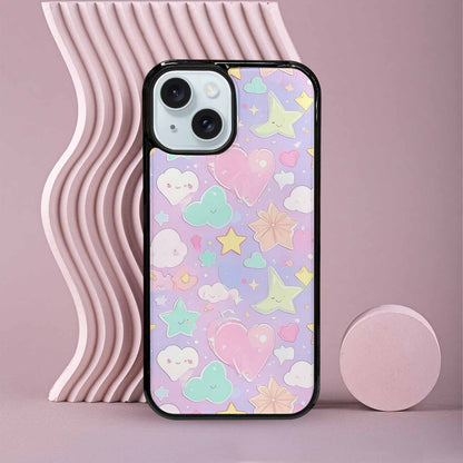 iPhone 15 Case — Cute Kawaii Style Generic Icons Stars, Original Design Phone Case