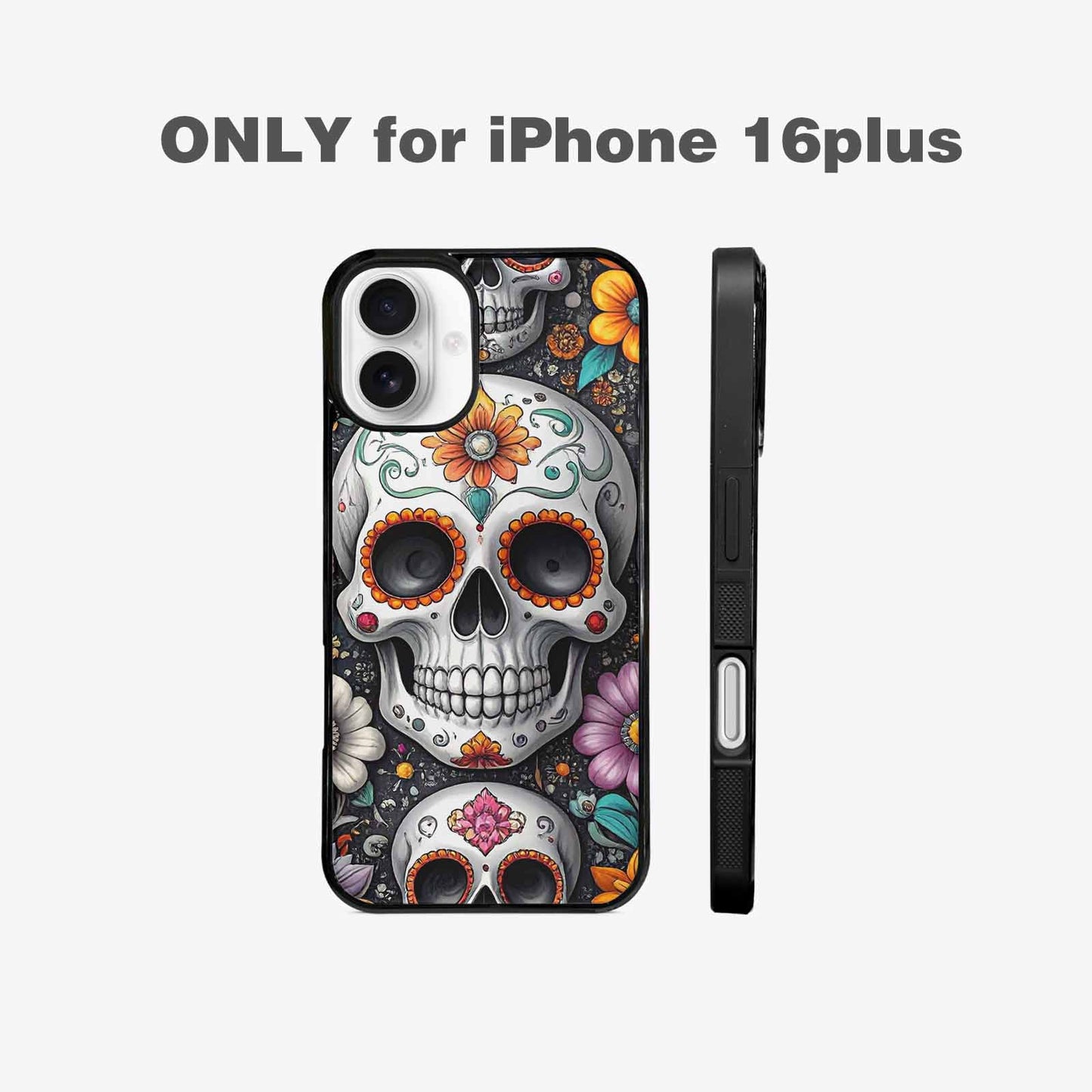 iPhone 16 Plus Case — Greyscale Black And White Dark Black, Custom Art Phone Cover