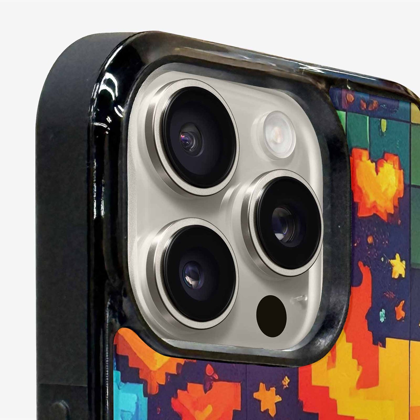 iPhone 15 Pro Max Case — Pixel Art 8 Bit Burst Pattern, Custom Art Phone Cover