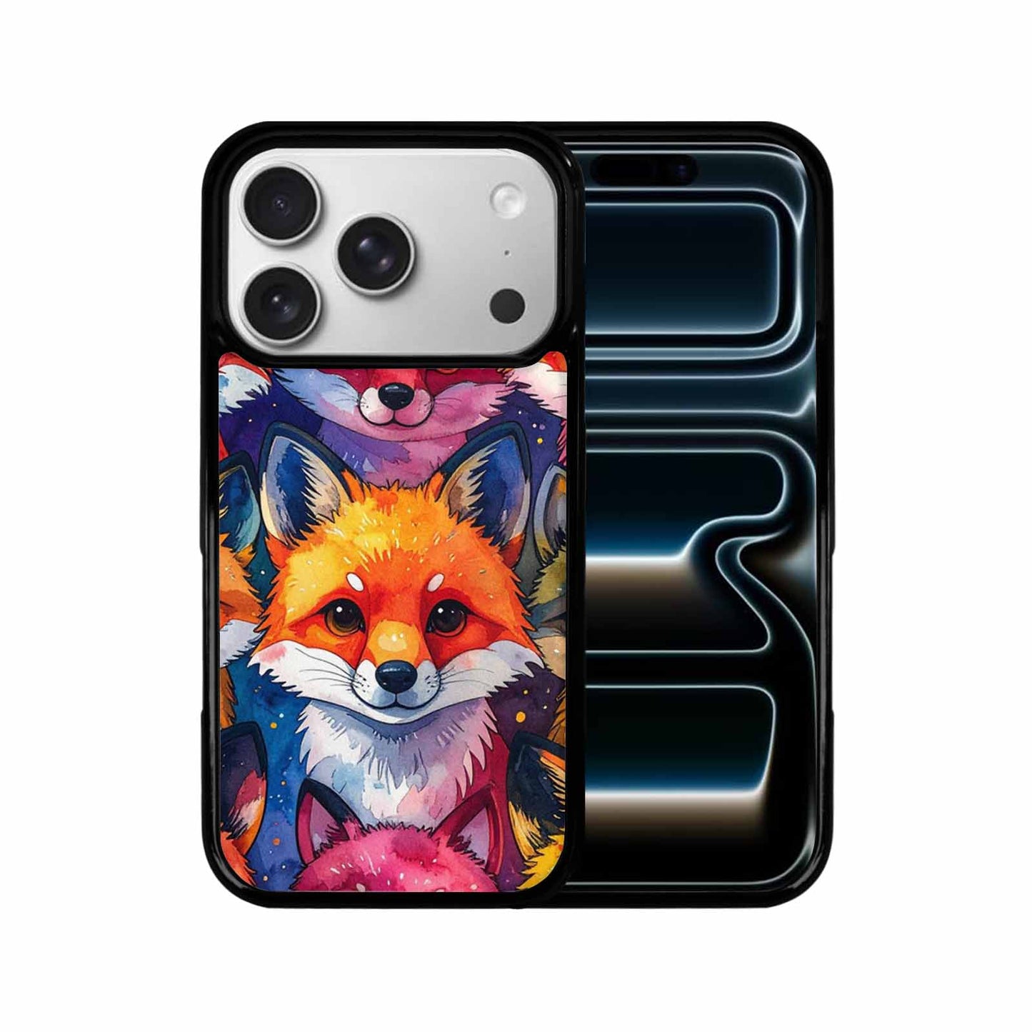 iPhone 17 Pro Case — Watercolor Kawaii Fox Faces Watercolor Abstract, Original Design Phone Case