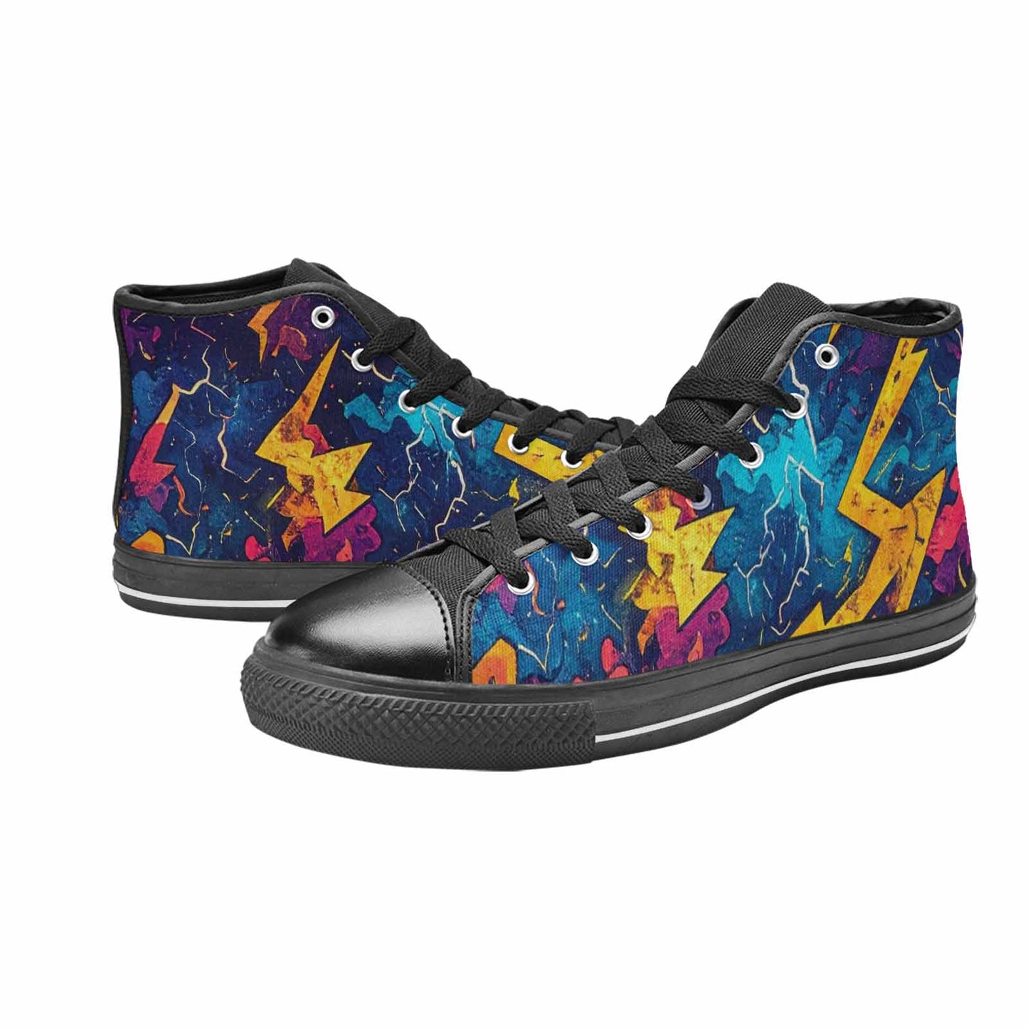 WOMEN'S Lightning Bolt High Top Canvas Vibrant Chaos Shoes