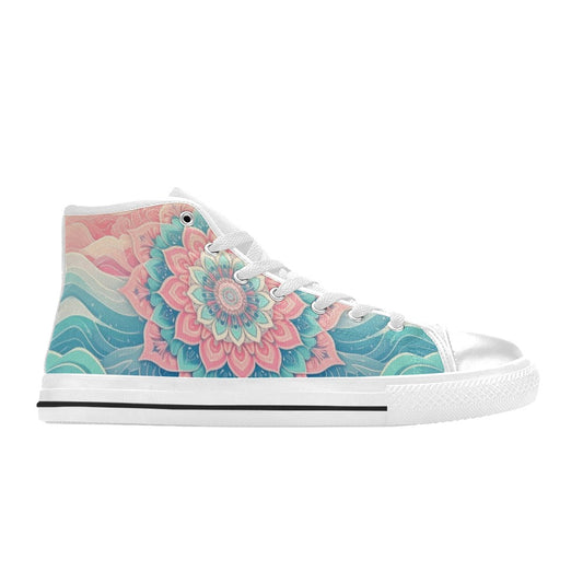 KIDS' Pastel Wave Mandala High Top Canvas Y2K Shoes