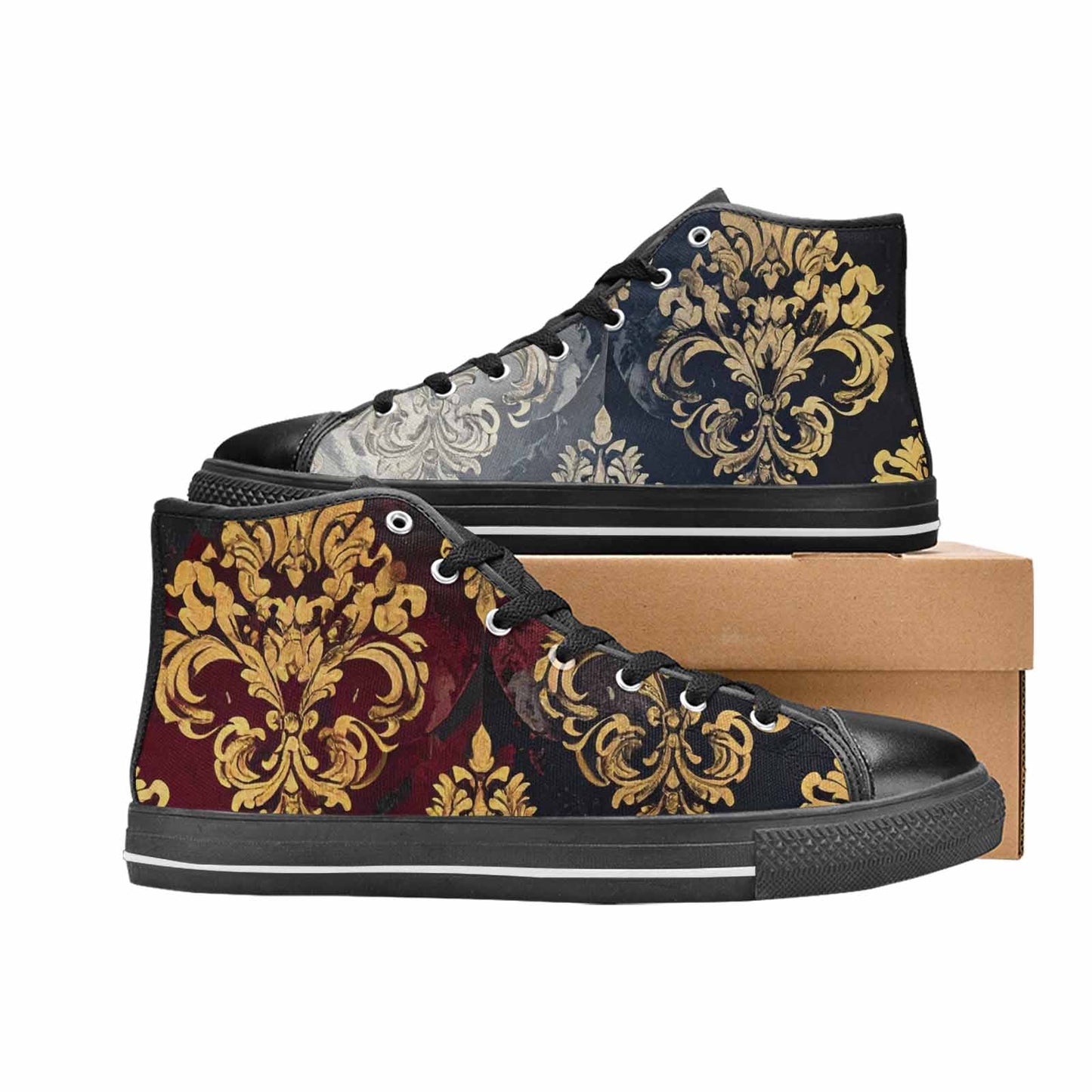 MEN'S Damask Ornamental Wallpaper High Top Canvas Y2K Custom Sneakers