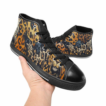 MEN'S Animal Print High Top Canvas Vibrant Chaos Custom Shoes