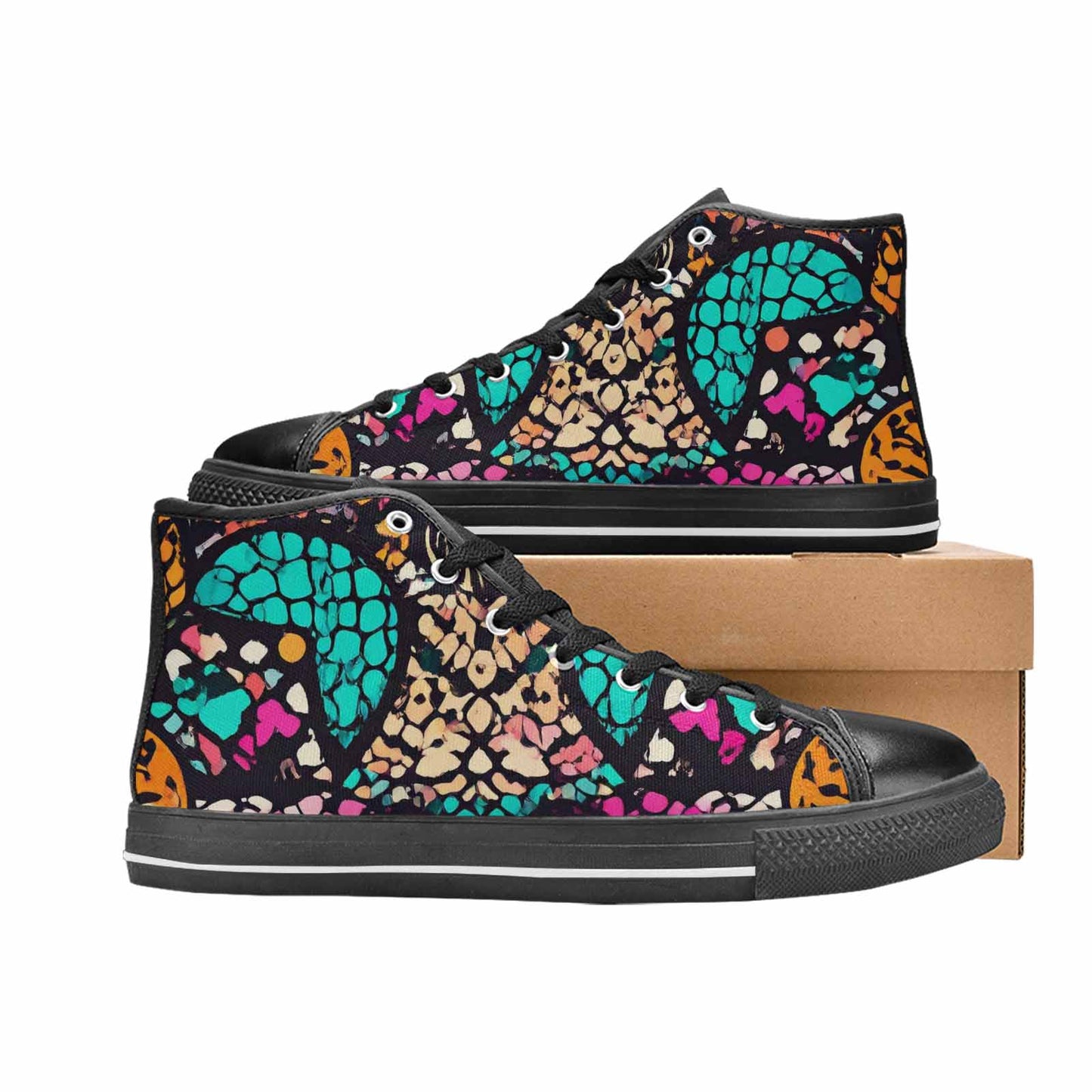 MEN'S Snake Print Skull High Top Canvas Vivid Sneakers