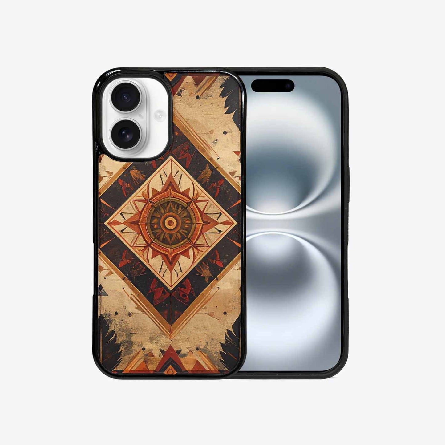 iPhone 16 Case — Native American Geometric Pattern Arrows Feathers, Personalized Phone Case