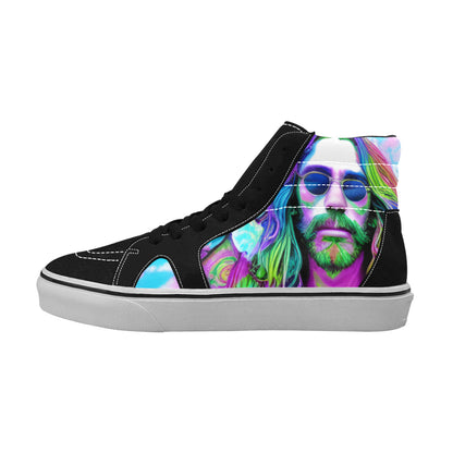 MEN'S Psychedelic Art Tie Dye High Top Skateboarding Neon Fantasy Custom Sneakers