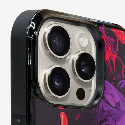 iPhone 16 Pro Max Case — Red Purple Skeletons Neon Drip Melting, Custom Print Case Cover