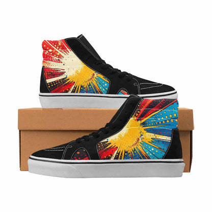 MEN'S Comic Pop Art High Top Canvas Bold Print Neon Fantasy Handmade Custom Shoes