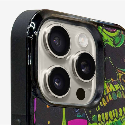 iPhone 16 Pro Case — Vibrant Camo 1000\'s Of Skeletons Neon, Custom Print Case Cover