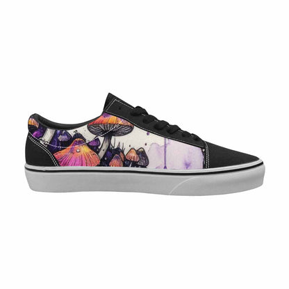 WOMEN'S Mushrooms Black & Purple Ink Canvas Unique Print Neon Fantasy Custom Art Shoes