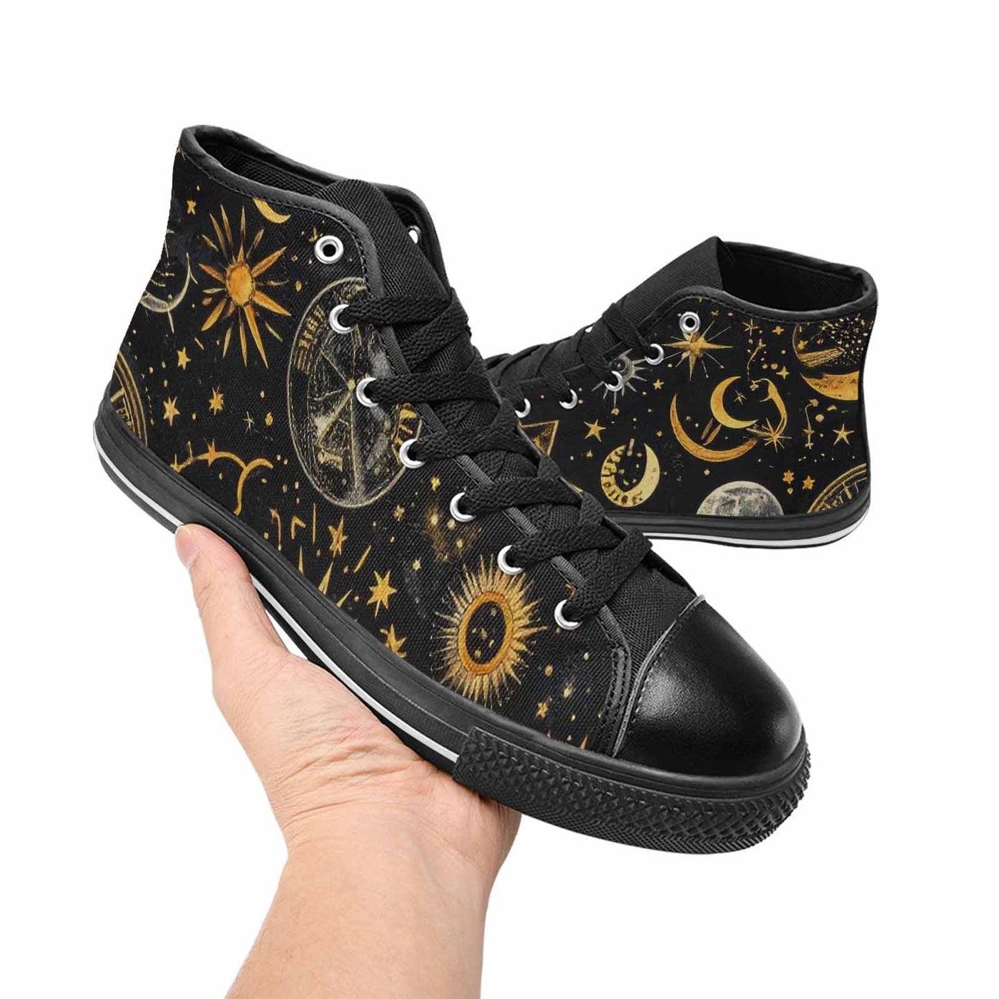 MEN'S Zodiac Constellation Star High Top Canvas Neon Fantasy Custom Sneakers