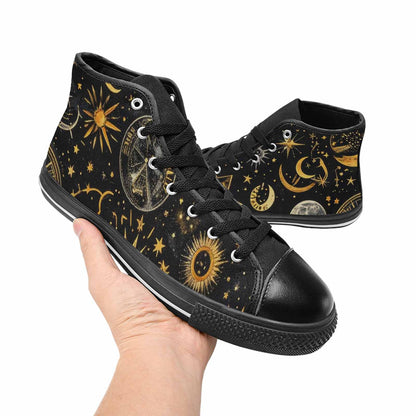 MEN'S Zodiac Constellation Star High Top Canvas Neon Fantasy Custom Sneakers