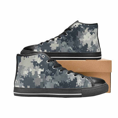 WOMEN'S Military Camouflage Blotch High Top Canvas Wallpaper Art Custom Sneakers