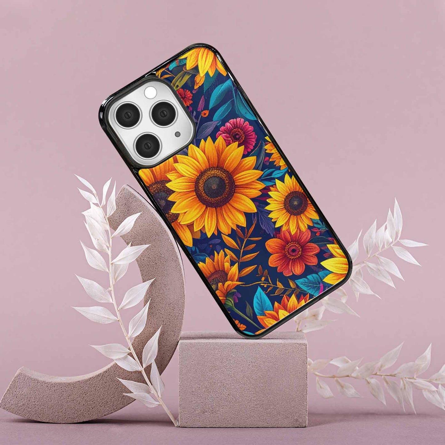 iPhone 15 Pro Max Case — Sunflower Skulls Print Custom, Personalized Phone Case