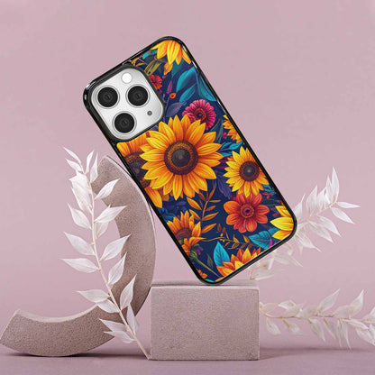 iPhone 15 Pro Max Case — Sunflower Skulls Print Custom, Personalized Phone Case