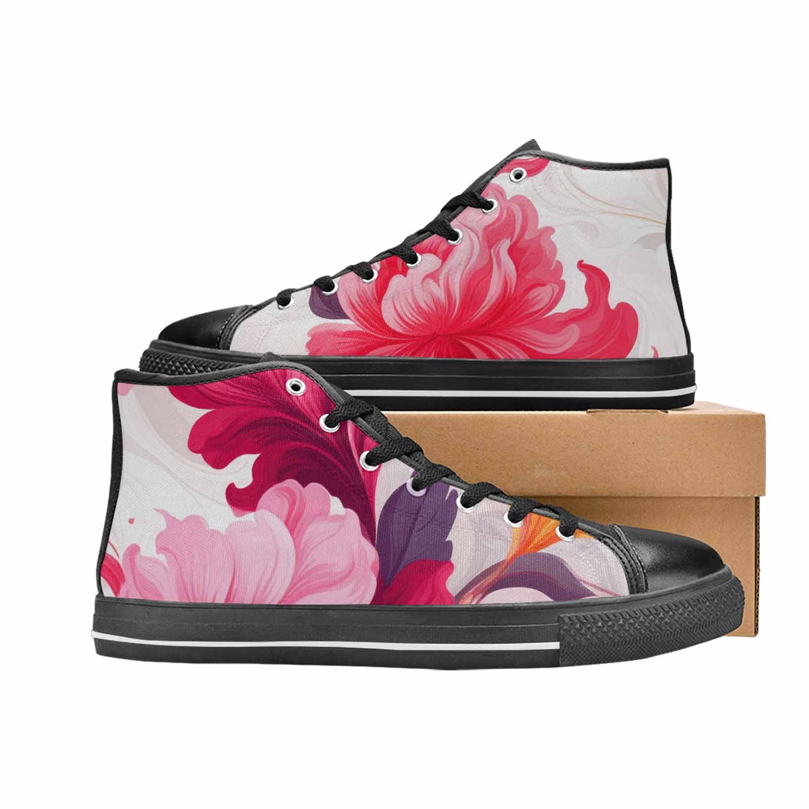 MEN'S Marble Floral High Top Canvas Y2K Custom Sneakers