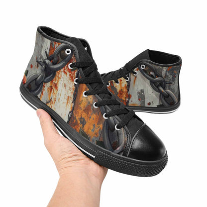WOMEN'S Barbed Wire Chain High Top Canvas Neon Fantasy Shoes