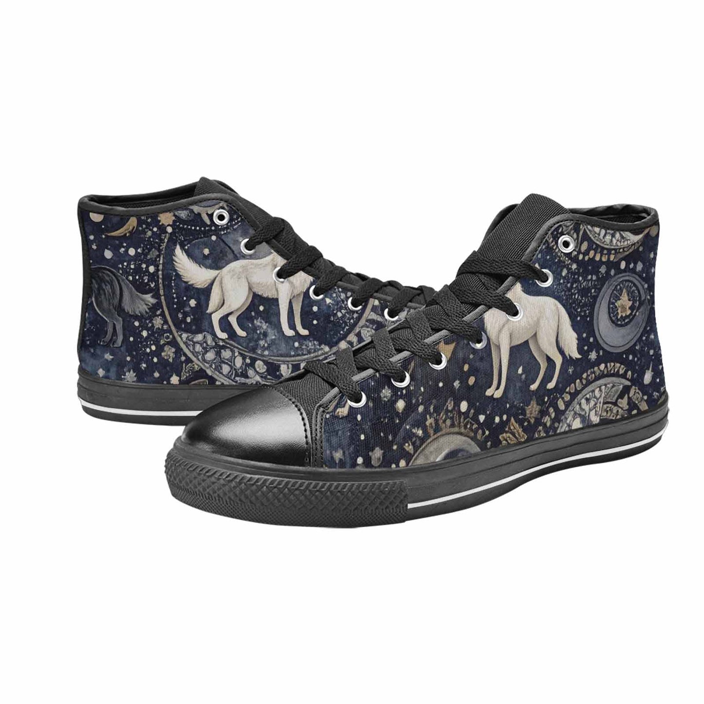 MEN'S Wolves Everywhere Collage High Top Canvas Vibrant Chaos Shoes
