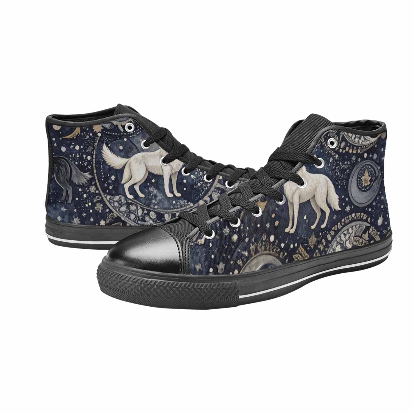 MEN'S Wolves Everywhere Collage High Top Canvas Vibrant Chaos Shoes